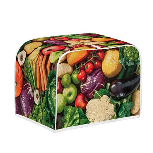 Image of Talayituse Vegetables Print 2 Slice Toaster Covers Dust Protection Bread Maker Covers Toaster Oven Cloth Cover Kitchen Accessories Washable Appliance Cover