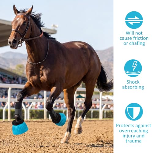 Image of Abbylike 1 Pair Fleece Horse Bell Boots Protect Against Hoof Impact Trauma, Rubber Bell Boots Horse Care for Turnout No Rub Design Comfort Quick Wrap Hook and Loop