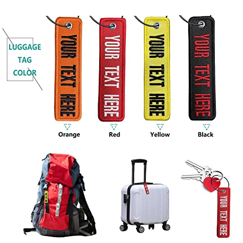 Embroidery Luggage Tag,Personalized Travel Suitcases Labels Tags Loops,Customized Name Luggage with Stainless Steel Loop (Rectangle)3