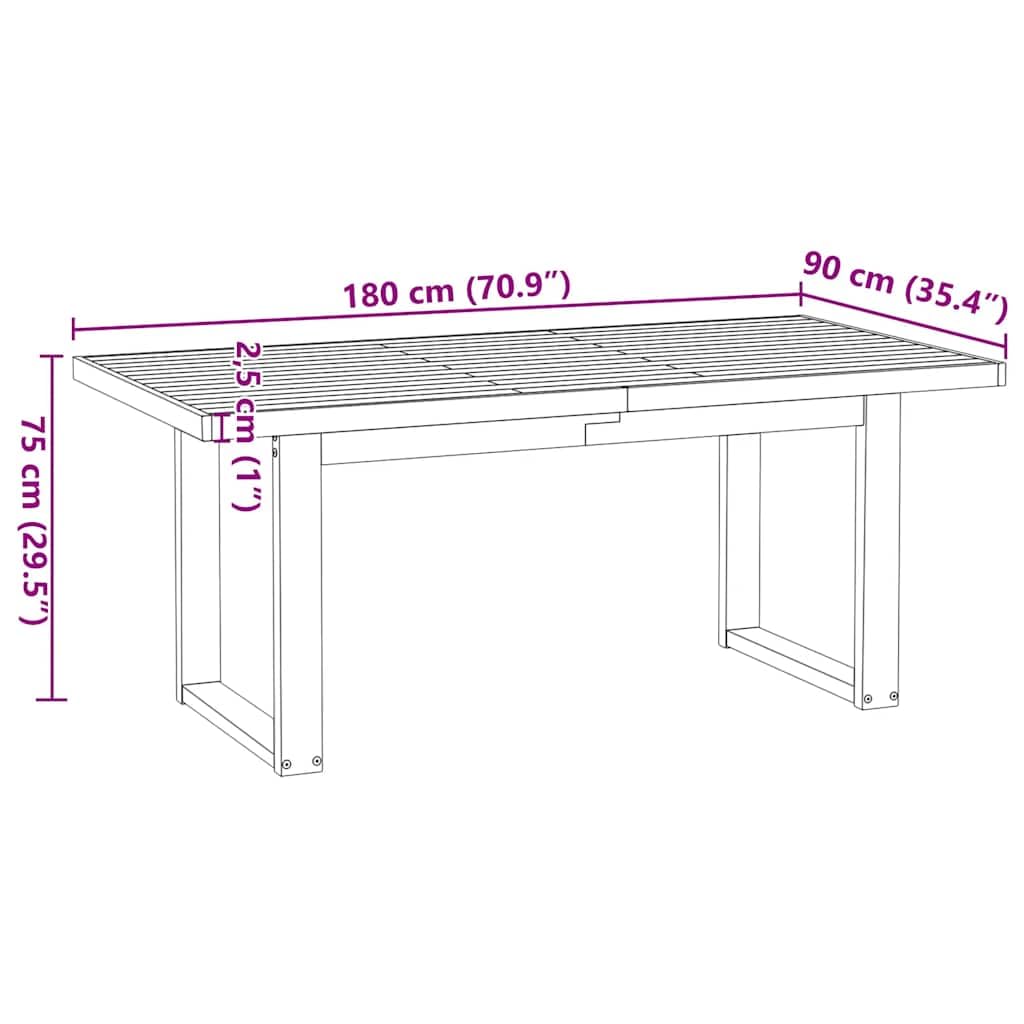 vidaXL Mesa de Comedor NOAIN Patas U Madera Maciza Pino 180x90x75 cm