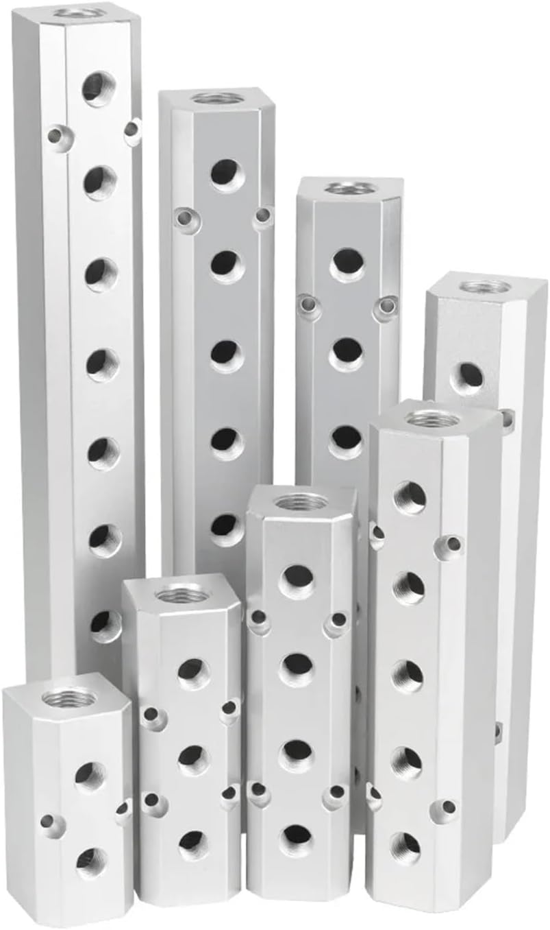 (Port To Port 35mm) 40x40mm G1/2 In G1/4 Out 2-12 Ways Aluminium Alloy Distributor Manifold Splitter Block Pneumatic Air Fitting(10 Ways 40x40mm)