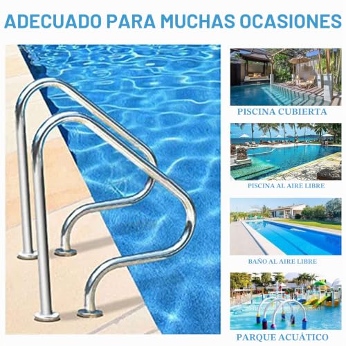 Miniatura 5 de Soyals Juego De Pasamanos De Piscina De 1, Barandilla De Piscina Para Entrada De Piscina Enterrada, Acero Inoxidable 304, Kit Completo De Pasamanos De Piscina, Plateado