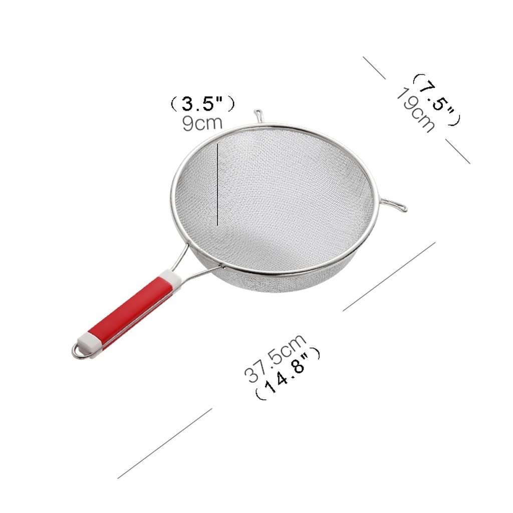Cucchiaio Schiumarola Cottura schiumarola colino for Pasta a Maglia fine colino in Acciaio Inox colino colino con Manici Rossi 7-5/9,1 Pollici Schiumarola per Cucinare (Size : Small)