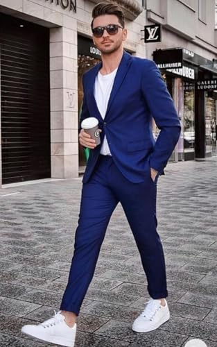 Men's Casual Daily Suit 2 Pieces Beach Wedding Party Single Breasted Button Jacket & Trousers2