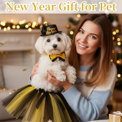 Set de disfraz de Año Nuevo para perro mediano, 3 piezas miniatura 5