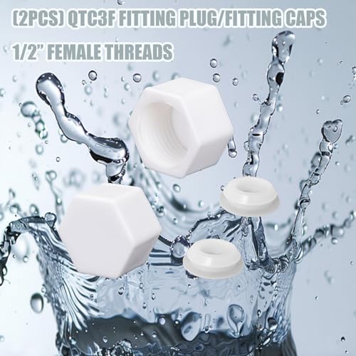 Image of (2PCS) Upgraded POM material QTC3F fitting plug /fitting cap 1 /2 inch female pipe thread 47-84-410 with PTFE tape, White