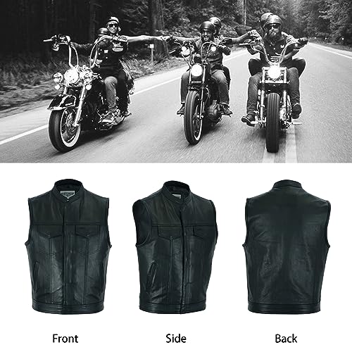 GARGOYLE BELLS Colete masculino de couro para motociclista com bolsos para armas SOA Biker Club com