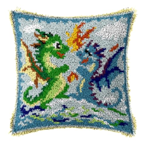 Image of YOOTOM Latch Hook Kits for Adult Kids Begginers, Latch Hook Pillow Cushion DIY Embroidery Pillowcase Making Crafts with Pre-Printed 17x17in, Home Sofa Decor