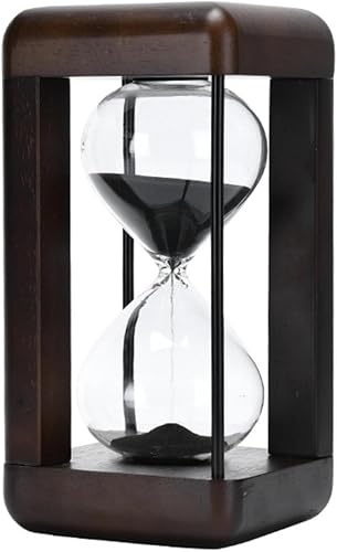 Temporizador de arena, reloj de arena de 30 minutos, reloj de arena decorativo grande de madera maciza, cristal de hora con arena, utilizado para