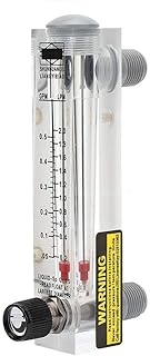 LANTRO JS LZM-15T 0.05-0.5GPM/0.2-2LPM Liquid Flow Meter, Panel Knob Type Glass 1/4" Thread Water Flow Measuring Meter with Control Valve