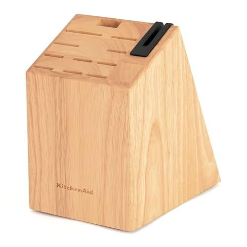 KitchenAid Conjunto clássico de bloco de 12 peças com afiador de facas embutido, natural