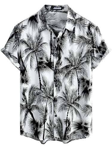 Image of JOTOOK Mens Hawaiian Shirt Short Sleeve Button Down Tropical Shirts Casual Floral Summer Beach Shirt