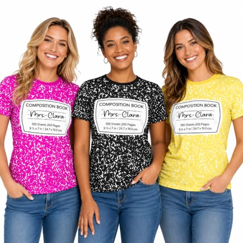 Personalized Composition Notebook Shirts, Custom Funny Teacher Halloween Costume Outfit, Composition Notebook Theme Group Matching Shirt for Teachers, School Staff, Women Men, Back to School Gift (5)