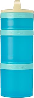 Whiskware Solid Snack Containers, 3 Stackable Snack Cups, Tan/Blue