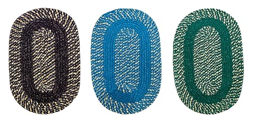 Image of Cotton Oval Doormat Indoor|Handmade Cotton Doormat | Quick Dry, Washable Door Mat for Home, Bathroom & Bedroom (33X53 CM)(C-S-G)