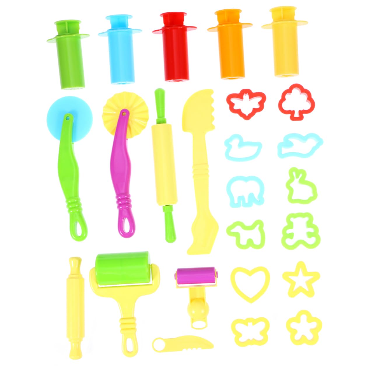 Housoutil 20pcs DIY Tools with Extruder Tools Random Colors for Creative Play Shape Mold Animal Designs Enhance Imagination and Hands Skills Random Color