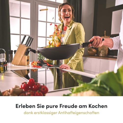 Foto von Hoffmann Aluguss Bratpfanne 28 cm Induktion Hoher Rand 7 cm Innenhöhe I Pfanne Induktionsherd I Schmorpfanne 28cm I Abnehmbarer Griff Hochrandpfanne ohne Glasdeckel