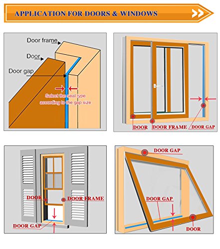 Image of Savina Foam Weather Stripping Anti Collision for Doors and Windows 52 Ft Long Self Adhesive Best Weatherstrip for Door /Window 4 Seal