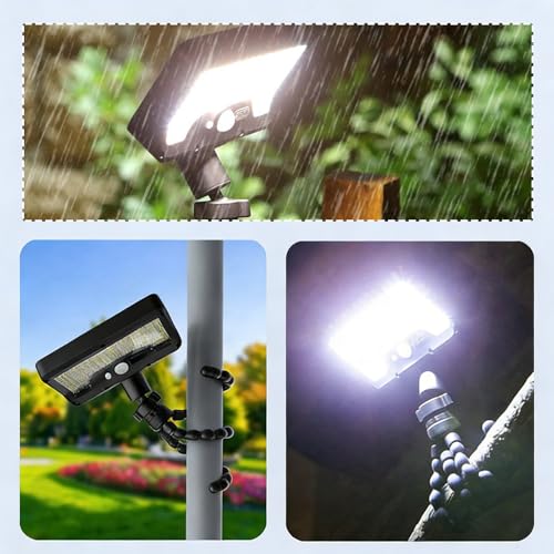 Luces solares exteriores con sensor de movimiento de 600 LM y tripode para jardin 7