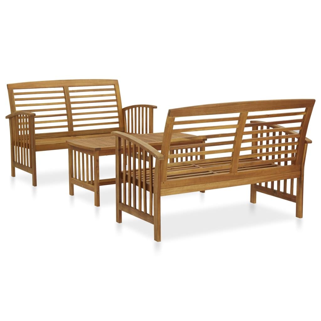 KCCKOM Garden Furniture Set 3 Piece Patio Lounge Set Solid Acacia Wood