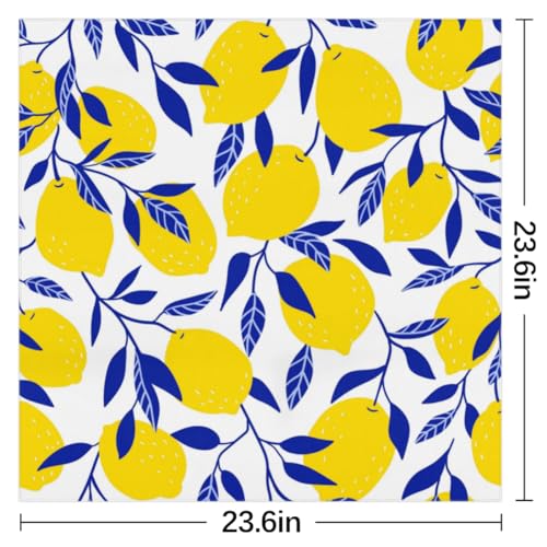 KOBLEN Tropical Yellow Lemon Silk Scarf 23.6x23.6 Inch Square Neck Scarf for Women Breathable Lightweight Neckerchief Silk Head Scarf Hair Wrap2