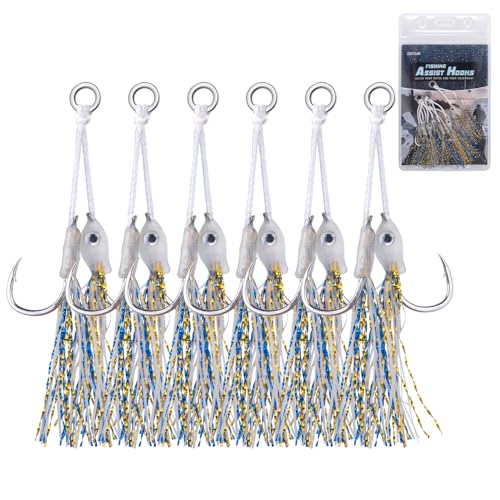 Goture Fishing Assist Hooks, Glow Jigging Double Assist Jig Hooks Kit Saltwater for Slow Pitch Fast Fall Vertical Jigging Lures -  JA-E11571