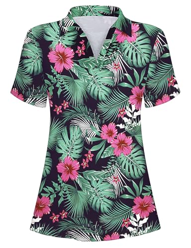 Image of Cucuchy Womens V Neck Golf Polo Shirts Moisture Wicking Sports Workout Tops