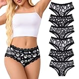 Solblo Women's Gothic Lace Hipster Panties 6 Pack:Moon Eyes And Mystical Print,Black Low Rise Bikini Soft Comfy Sexy Underwear(US, Alpha, Medium, Regular, Regular, Multicolor)