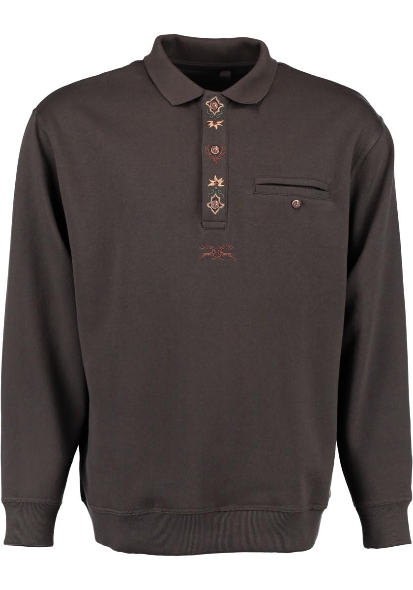OS Trachten Herren Sweatshirt Pullover Jagdsweatshirt mit Liegekragen Shuro