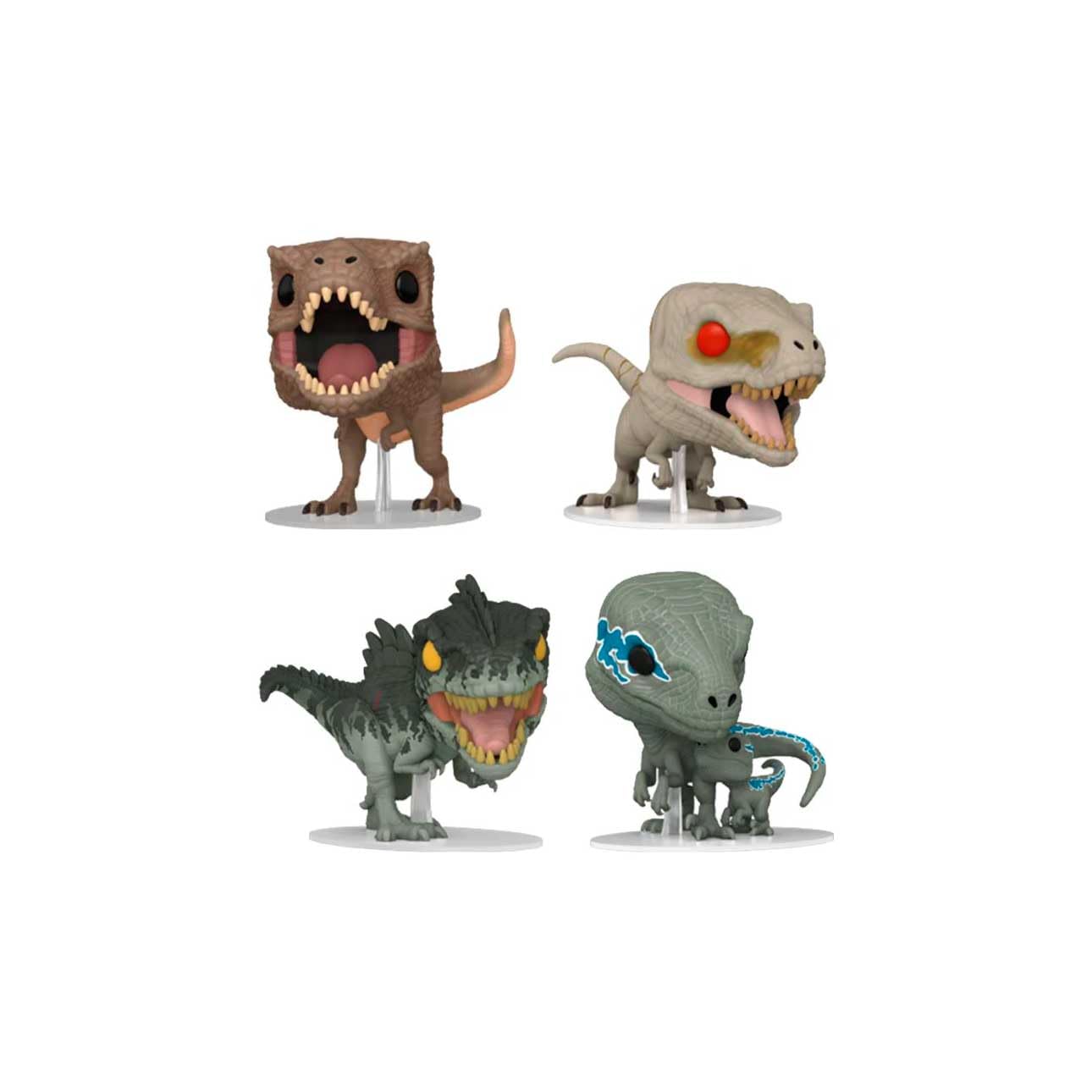 Funko POP! Movies: Jurassic World 3 - Tyrannosaurus 4 Pack - | Offizieller Fanartikel und Merch - Vinyl Sammelfigur als Regal Deko - Geschenkidee zum Geburtstag für Fans und Sammler