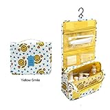 CalorMixs Hanging Toiletry Cosmetics Travel Bag Cosmetic Carry Case for Woman Man Travel Organization Gift (Yellow Smile)