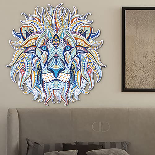 Maydahui Creative Lion Head Vinyl Wall Decals 3D Mandala Style Wild Animal Wall Stickers (23.6" X 22.8") Peel & Stick Removable Tribal Pattern Art Mural For Window Car Kids Bedroom Living Room Décor #TOP2