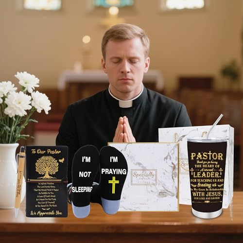 Keluna Pastors Appreciation Gifts - 4Pcs Pastors Gifts for Men, 20Oz Tumbler Notebook Pen Socks, Fathers Day Christmas Retirement Easter Anniversary Church Present for Clergy Ordination Priest by Keluna - Image 6