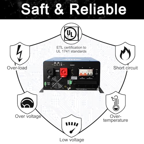 ZLPOWER 48V Inverter 12KW Solar Hybrid Off Grid 110/220Vac Low Frequency DC 48V AC Input 240V AC Output 120V/240V Split Phase Pure Sine Wave Converter with 2x80A MPPT Charger Controller 12000W UL1741