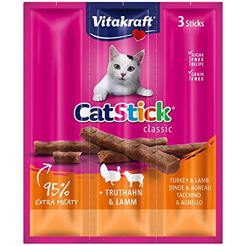 VITAKRAFT - Cat Stick Dinde Agneau pour Chat 18G - Lot De 4 - Vendu par Lot