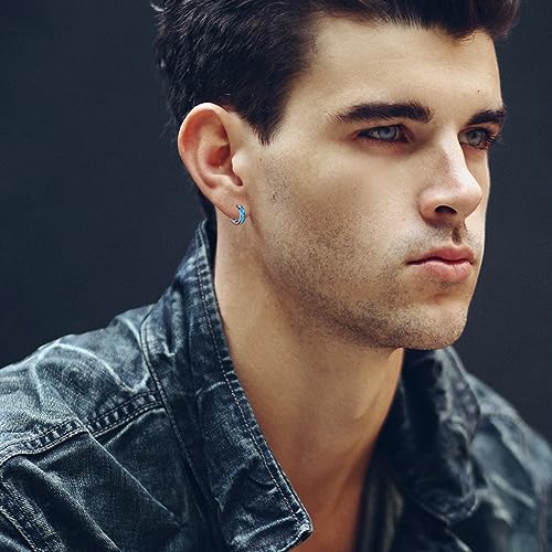 CUOKA MIRACLE Hoop Earrings for Women Opal Hoop Earrings Hinged Huggie Earrings 925 Sterling Silver Hypoallergenic Earrings for Sensitive Ears Simulated Opal Colorful Jewelry Birthday Christmas Gift3