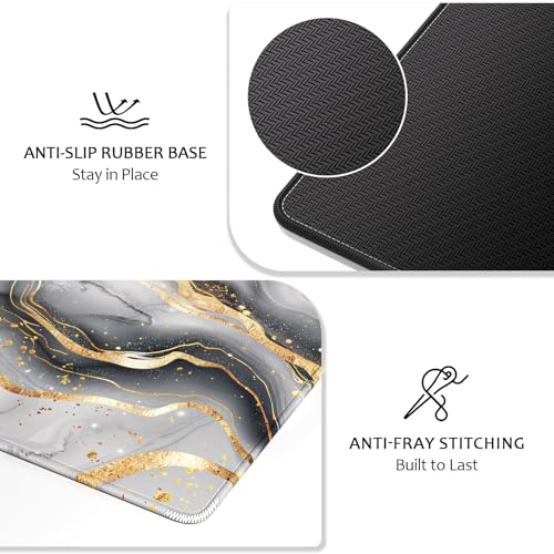 Image of Auhoahsil Desk Mat, Ultra Large Mouse Pad, XXL Gaming Mousepad, Pretty Desk Pad, Big Extended Full Size Desktop Desk Matt for Keyboard, Laptop & Computer, 35.5 x 15.7 in, White Gray Marble