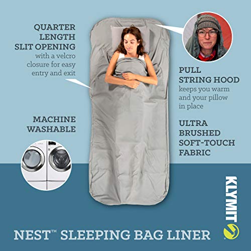 Klymit Nest Sleeping Bag Liner, 2-Person Sleeping Bag Insert, Gray, Xl #TOP1