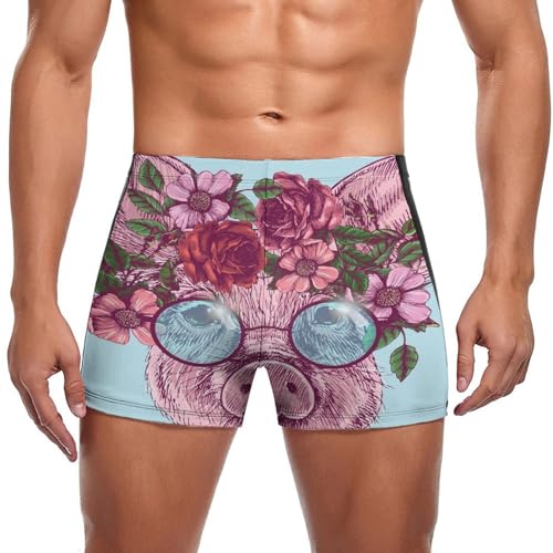 Maillot de bain homme slip short de bain original style boxer trunks imprimé cochon