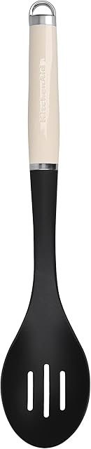 KitchenAid Slotted Spoon, Stainless Kitchen Utensil, Durable and Easy to Clean, Almond Cream