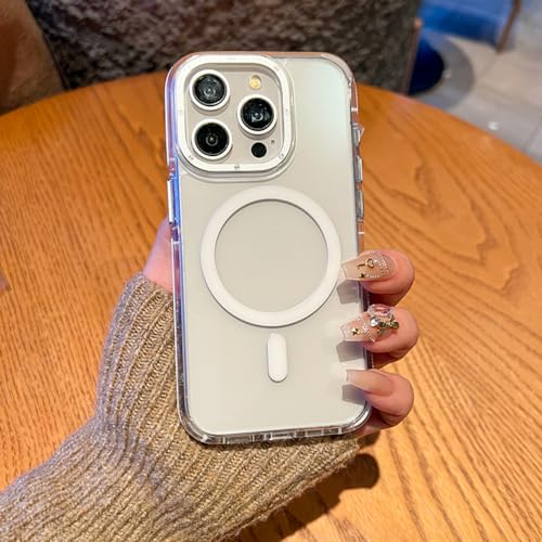 Housse de charge sans fil magnétique pour iPhone 13 Pro Max - Étui luxe blanc anti-dérapant