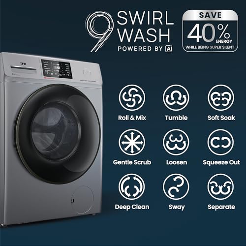 Image of IFB 8 Kg 5 Star, DeepClean Technology, AI Powered, WiFi, Fully Automatic Front Load Washing Machine (SENATOR MSN 8014 CMS, PowerSteam, Steam Refresh, Inbuilt Heater, Eco Inverter, Metallic Silver)