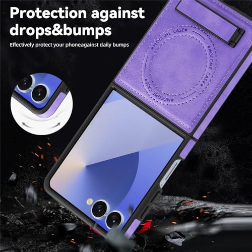 Coque en cuir Samsung Galaxy Z Flip 4 bleu avec clapet magnétique élégant