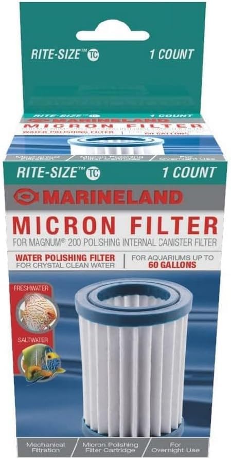 Image of MarineLand Micron Magnum 200 Polishing Internal Canister Filter for Aquariums up to 60 Gallons, Crystal Clean Water, 1 Count (Pack of 12)