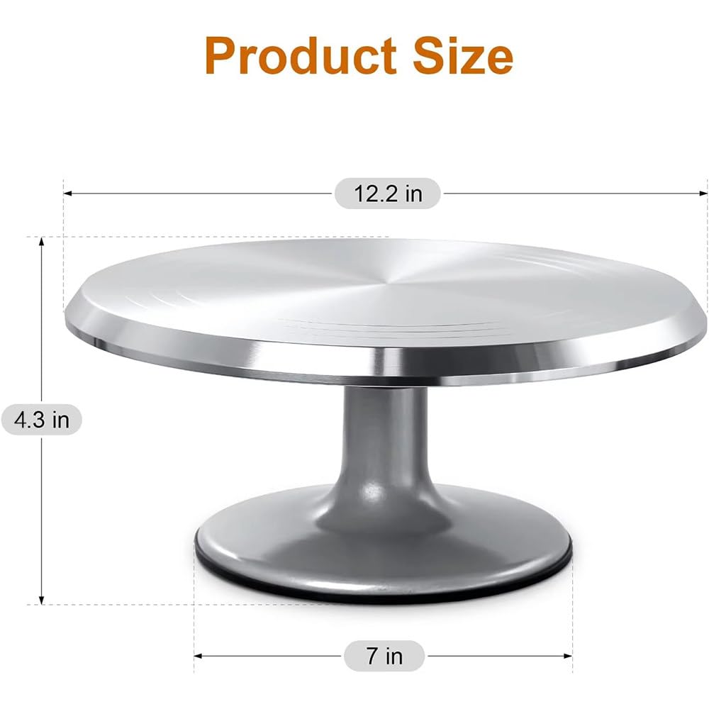 Plato Giratorio De Aluminio De 30 Cm Con Base Antideslizante, RotacióN Suave De 360°, Soporte Profesional Para ReposteríA Y DecoracióN De Pasteles De CumpleañOs, Bodas Y Uso Diario 11-pieceset