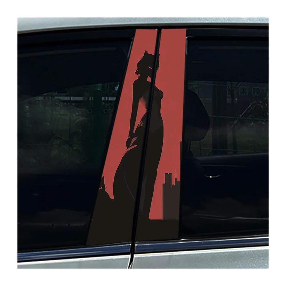 Body Parts 2pcs Car Center Column Waterproof Decals Cat Beautiful Girl Car B-Pillar Stickers(F)