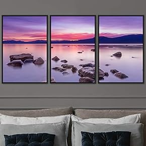 signwin 3 Piece Framed Canvas Wall Art Lake...