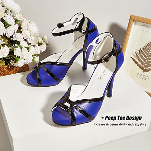 Image of getmorebeauty Peep Toe Heels for Women Sexy Strappy High Heels Ankle Strap Heeled Sandals