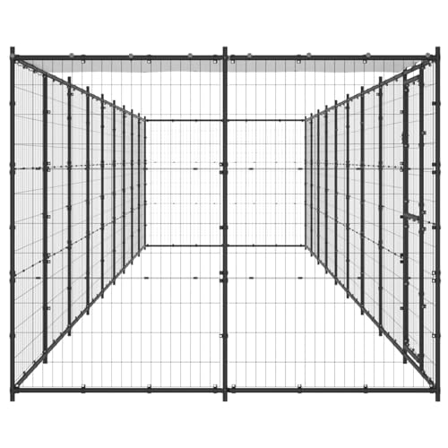Vopese Hundehütte Spiel Paradies Pulverbeschichteter Stahl PE Schwarz Silber 990x220x180cm Model3082296