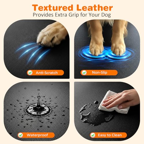 Image of URPOWER PU Leather Backseat Extender for Dogs, Hard Bottom Dog Car Seat Cover for Back Seat, Waterproof Dog Car Hammock Anti-Scratch Pet Rear Seat Protector Travel Bed for Car, SUV, and Small Truck